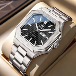 OLEVS Relógio Masculino Quartzo Luxo 3ATM Aço Inoxidável Pulseira Metálica Calendário 3731