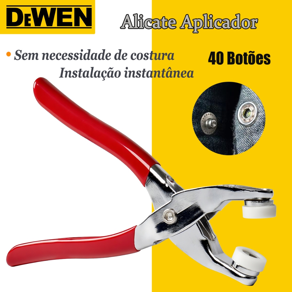Alicate Aplicador de Cinco Garras Botões Fixadores Com 100 Botões de Pressão de Metal Acessórios de Costura DIY