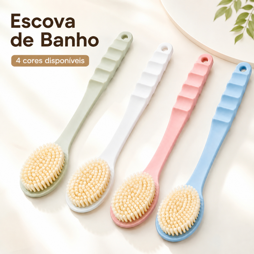 Escova de Banho com Cabo Longo para Costas Cerdas Macias Escova Corporal 4 Cores