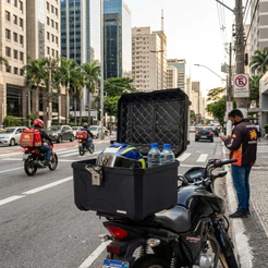 Baú Bauleto Traseiro Moto 45L Plástico ABS Universal Com Encosto