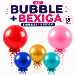 Balão Bubble 18 Polegadas kit 5 + 5 bexigas 18 Polegadas Látex Decoração Festas