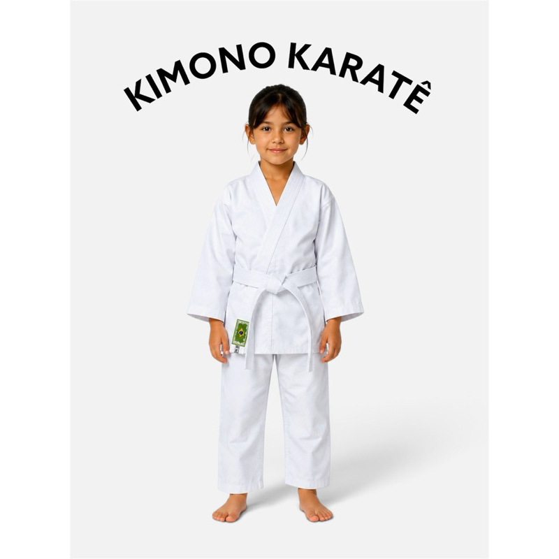 kimono karatê infantil com faixa.