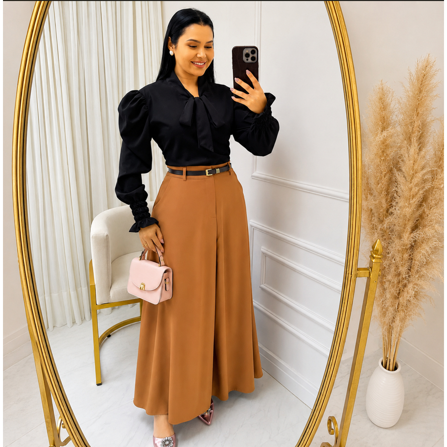 Saia Alfaiataria Feminino Social |Com Cinto| Moda Evangélica M até G1 Promoção