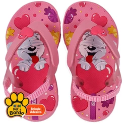 Chinelo Infantil Meninas Confortável Aqua Print Coração Klin