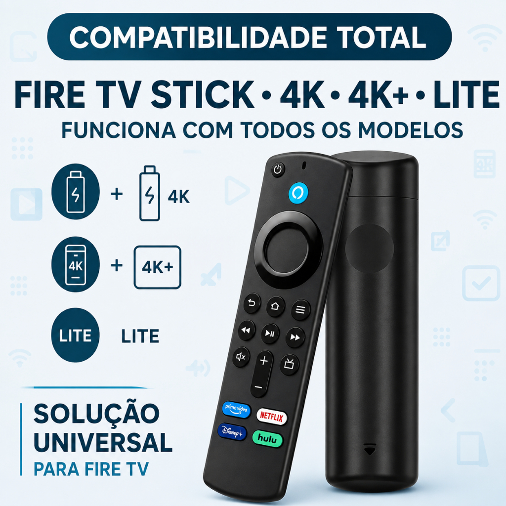 Controle Remoto Para Fire Stick 4K Amazon Alexa Com Comando De Voz Smart Tv Preto Fácil Configuração Excelente Alcance
