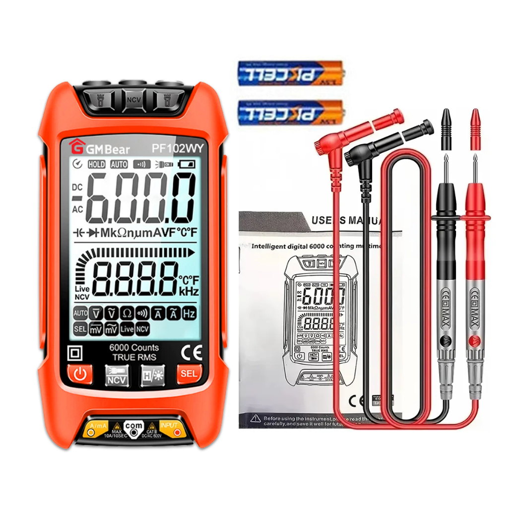 Multímetro Digital Com Iluminação Bip Profissional Portátil,Multimetro Digital Lcd Display, Para Teste Medição E Tensão