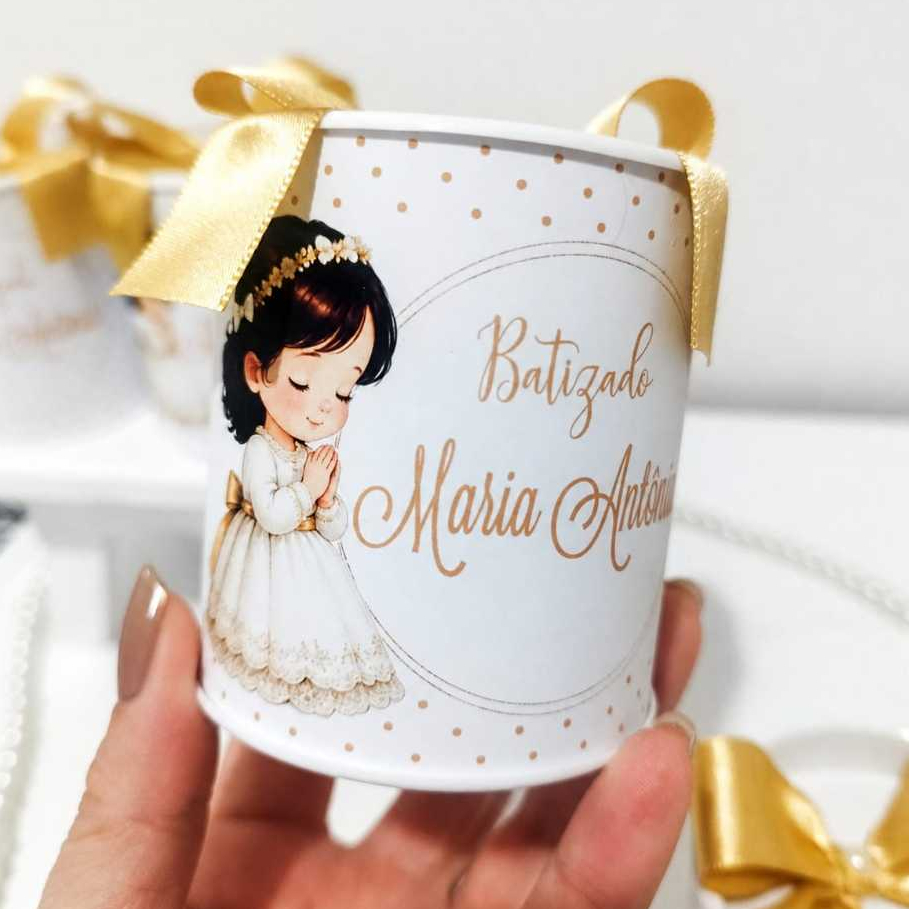 Lembrancinha Batizado menina Tubolata Personalizada / Maternidade Nascimento Primeira Eucaristia