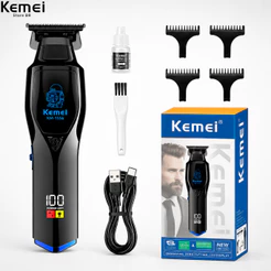 Kemei km- 1556 Máquina de corte de Cabelo Profissional Recarregável USB Display Led Bivolt