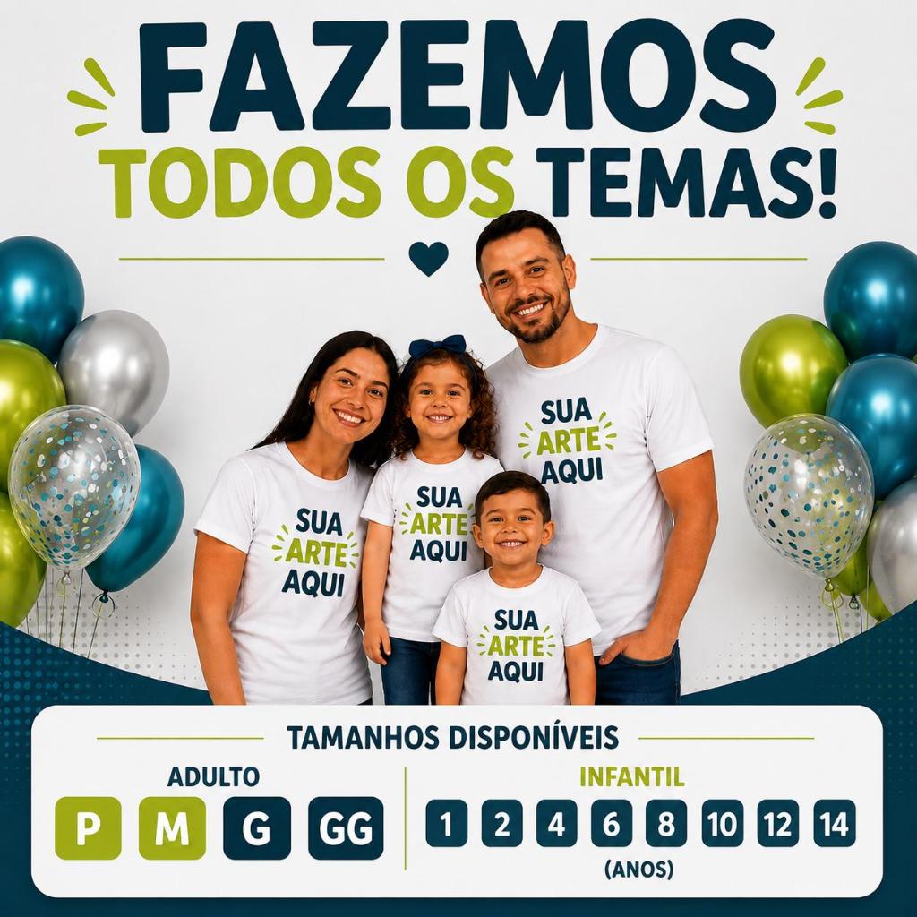 Kit 3 camisetas personalizada do jeito que você deseja- Fazemos com foto, frase, ou tema da sua preferência