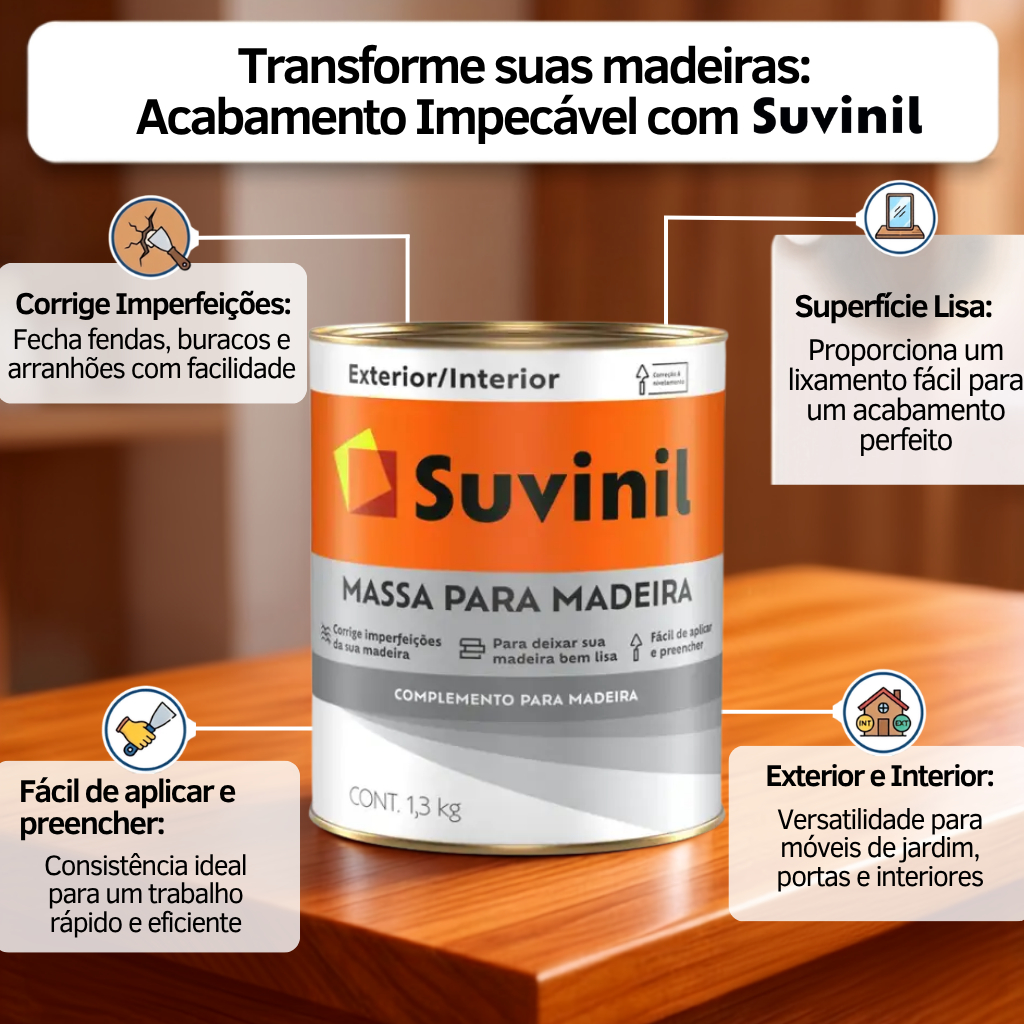 MASSA P/MADEIRA SUVINIL 1,3KG — imagem 2 de 2