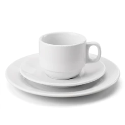 kit c/2, 4 ou 6 xicara, pires e prato de sobremesa, branco, cerâmica, elegante, 160ml, tradicional