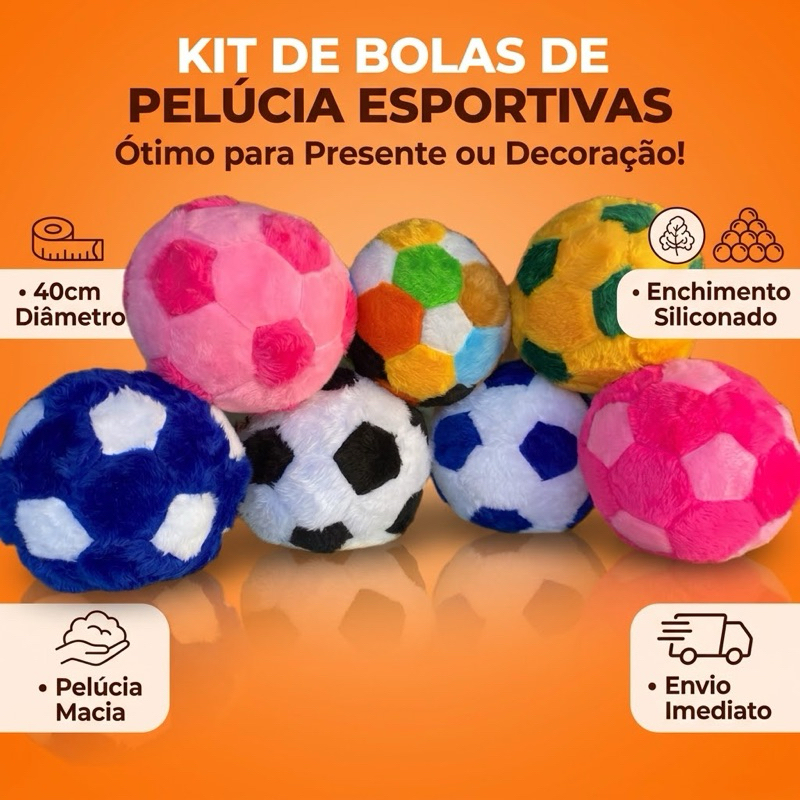Bola Colorida Pelúcia Macia Fofinha Enchimento Silicone