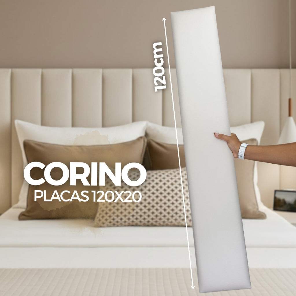 Kit Cabeceira de Cama 120x20cm Estofada em CORINO Modulada Adesiva Cama Solteiro, Casal Queen e King