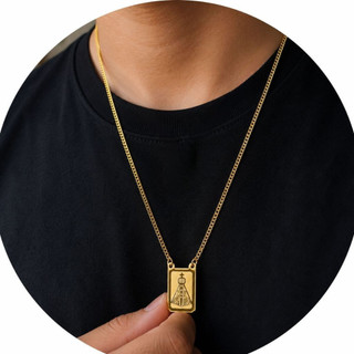 Escapulário Nossa Senhora Aparecida Em Aço Inox Dourado