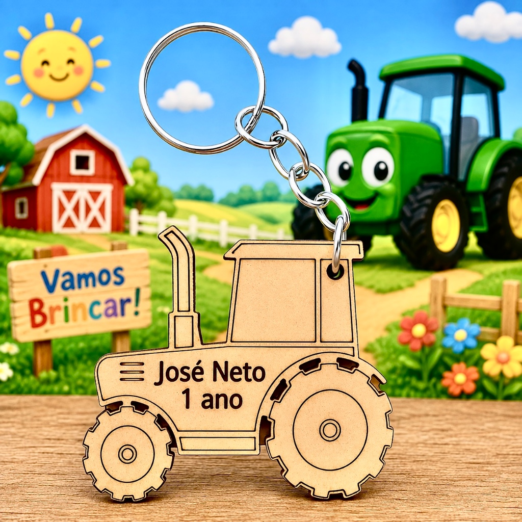 Kit Chaveiro TRATOR PERSONALIZADO, para decoração, aniversário, lembrancinhas MDF