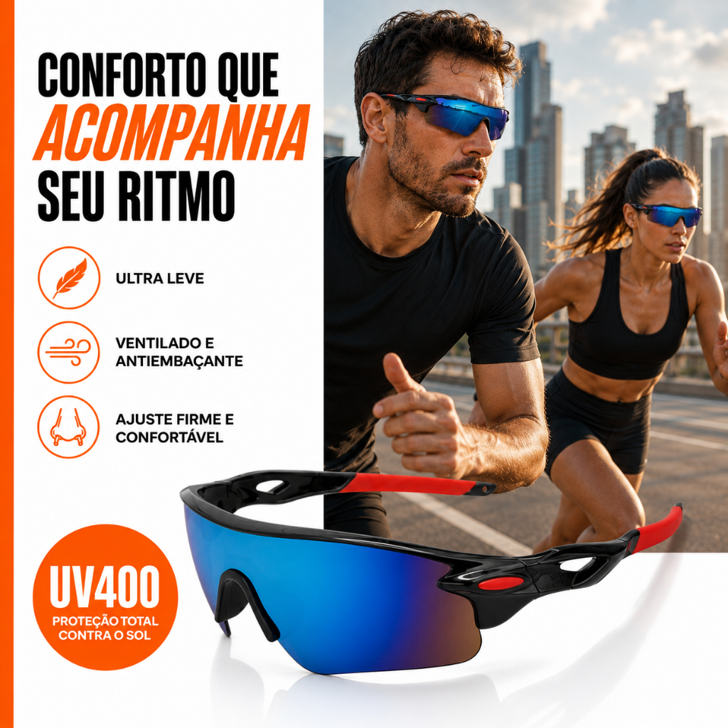 Óculos Esportivo Ciclismo Corrida Casual Preoteção UV 400 Feminino Masculino Polarizado Antiembaçante Preto Cores