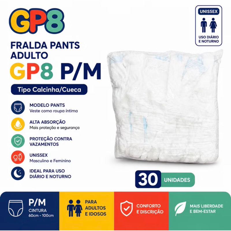 fralda pants calcinha/cueca idoso adulto 30un segunda linha