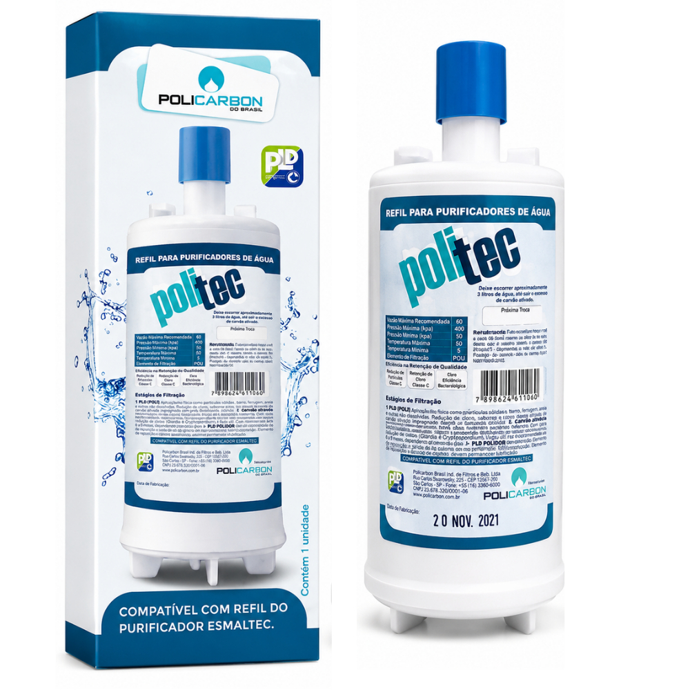 Filtro Refil Politec Compatível Purificador de Água Esmaltec Acqua7