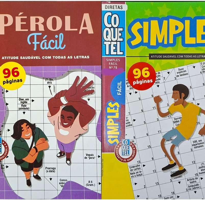 Kit 2 Palavras Cruzadas Nível Fácil Pérola Simples (96 Páginas Cada)
