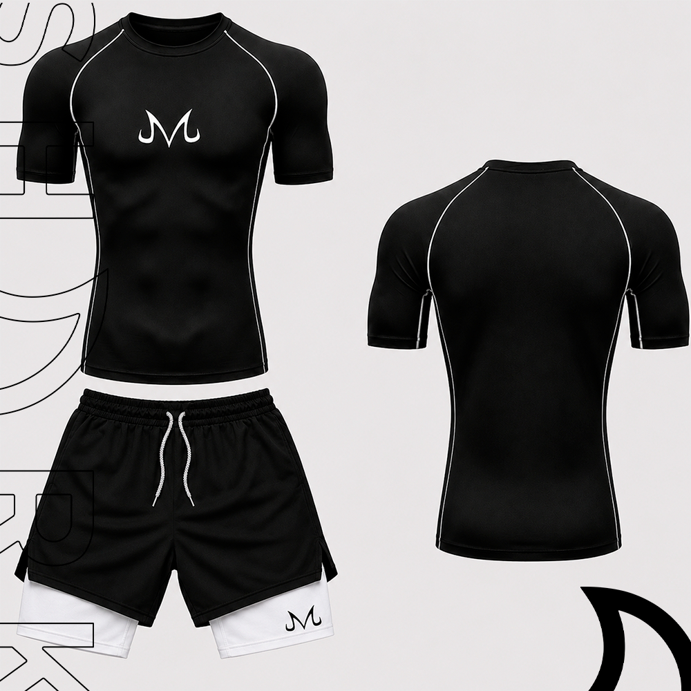 Kit Conjunto Academia Camiseta Compressao E Short 2 Em 1 Treino Esportivo Treino Logo Majin Boo Animee