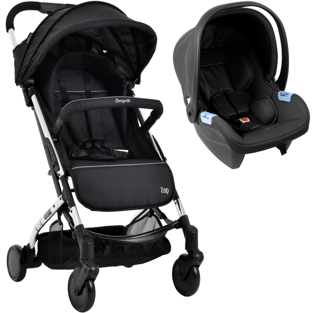 Carrinho de Bebe + Bebe Conforto Zap Metal Prata - Burigotto