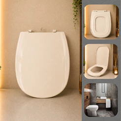 Assento Sanitário Pra Vaso Almofadado Retangular Bege Paris Ideal Standart 1.6gpf 6.0lpf