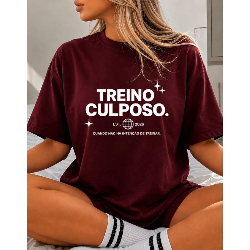 Camiseta  Feminina Treino Culposo Estampa Fitness Academia Casual Confortável