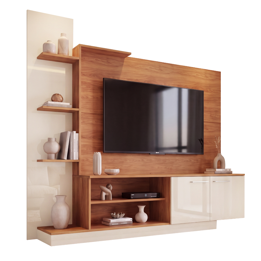 Estante Home Theater Hava 2 Portas 3 Prateleiras 2 Nichos TV 55 Polegadas 166cm Fellicci Móveis