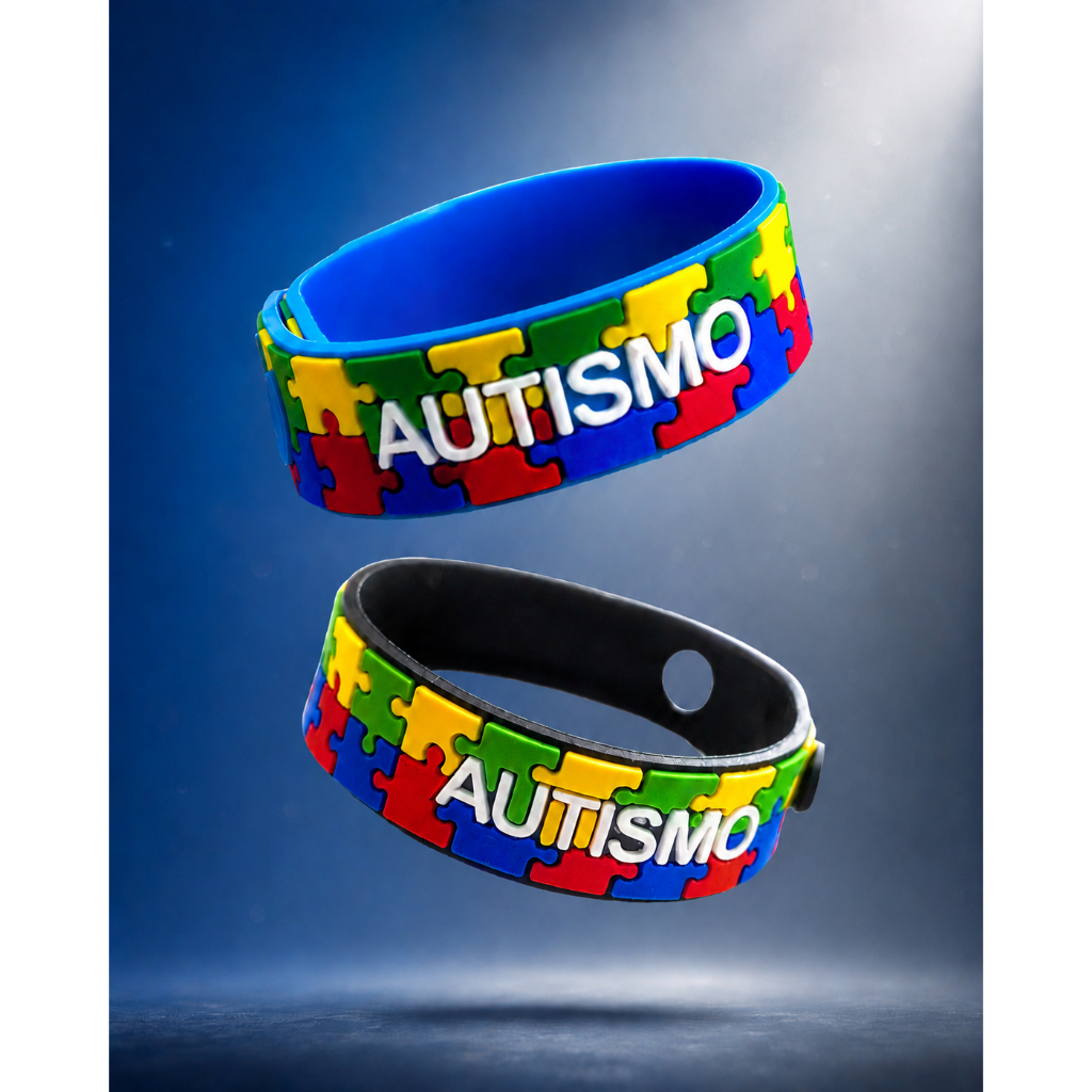 2 Pulseiras Ajustáveis Autismo Infantil - Quebra Cabeça