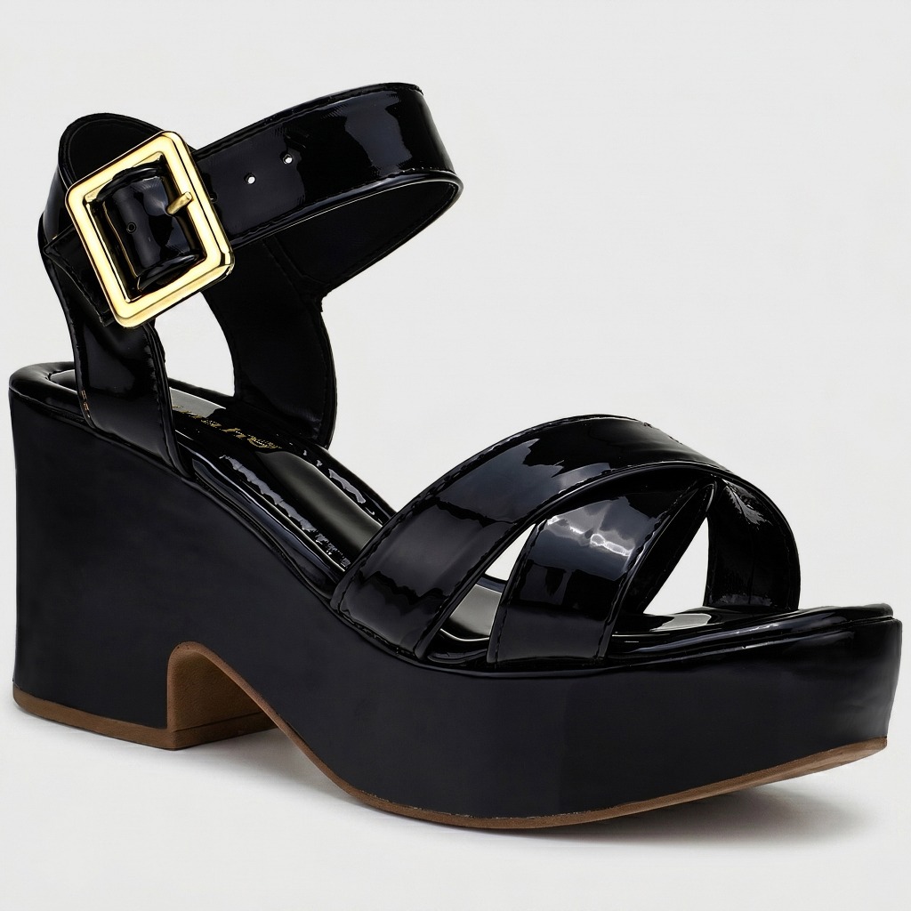 Sandália Plataforma Shekinah Salto Anabela Feminina Tiras Cruzadas Elegante Moda Macia
