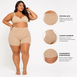 Bermuda Calcinha Box Plus Size Modeladora Cinta Short Feminino Alta Compressão Reduz Medidas