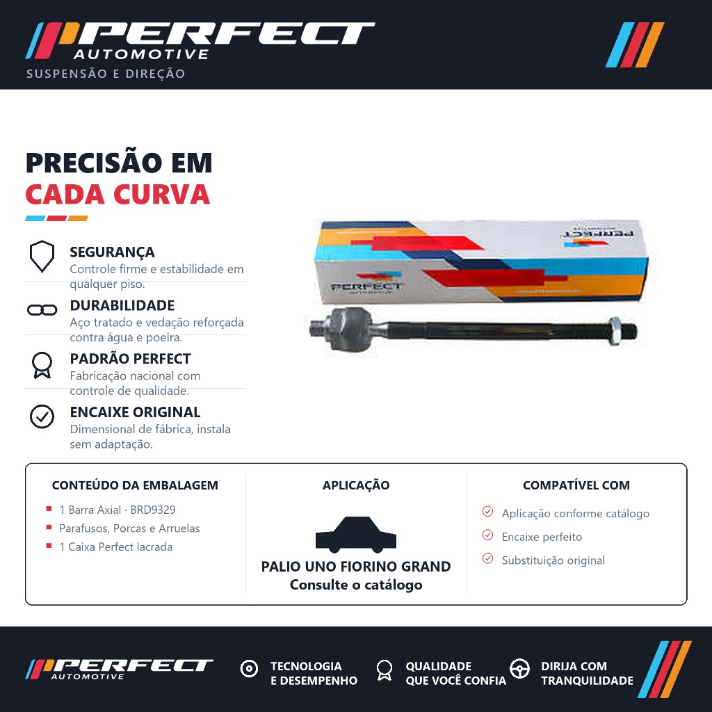 Barra Axial de direção Palio Uno Fiorino Grand Siena Mobi – Perfect BRD9329