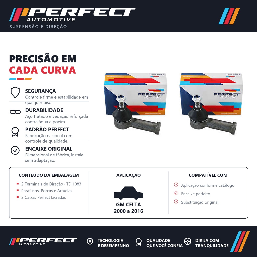 PAR TERMINAL DIRECAO GM CELTA 2000 a 2016 PERFECT