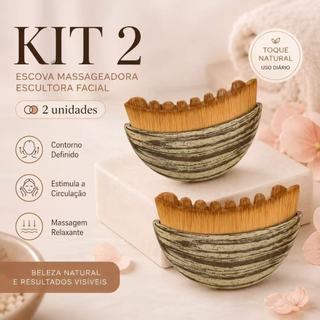 Kit 2 Escovas Faciais para Drenagem Linfática e Massagem Facial | Contorno do Rosto, Mandíbula,