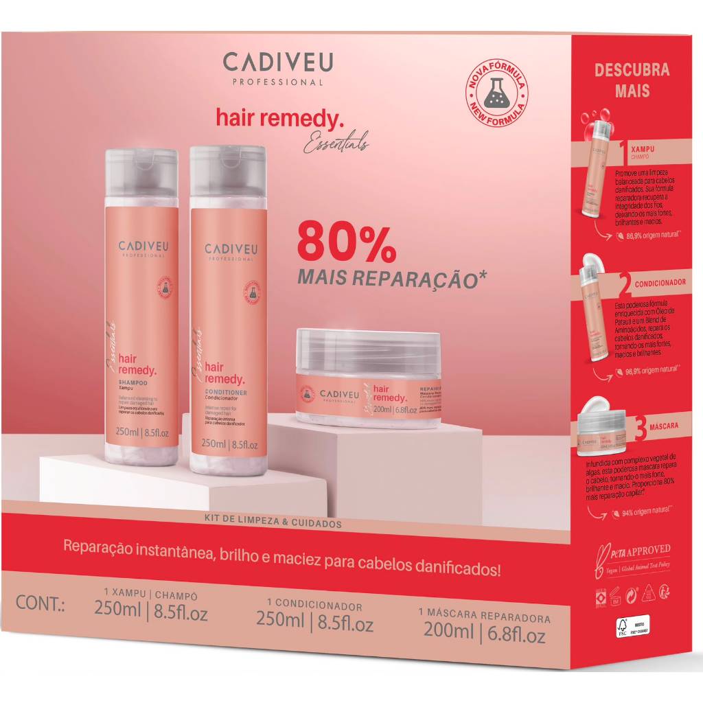 Kit Cadiveu Hair Remedy Reparador - 3 Produtos