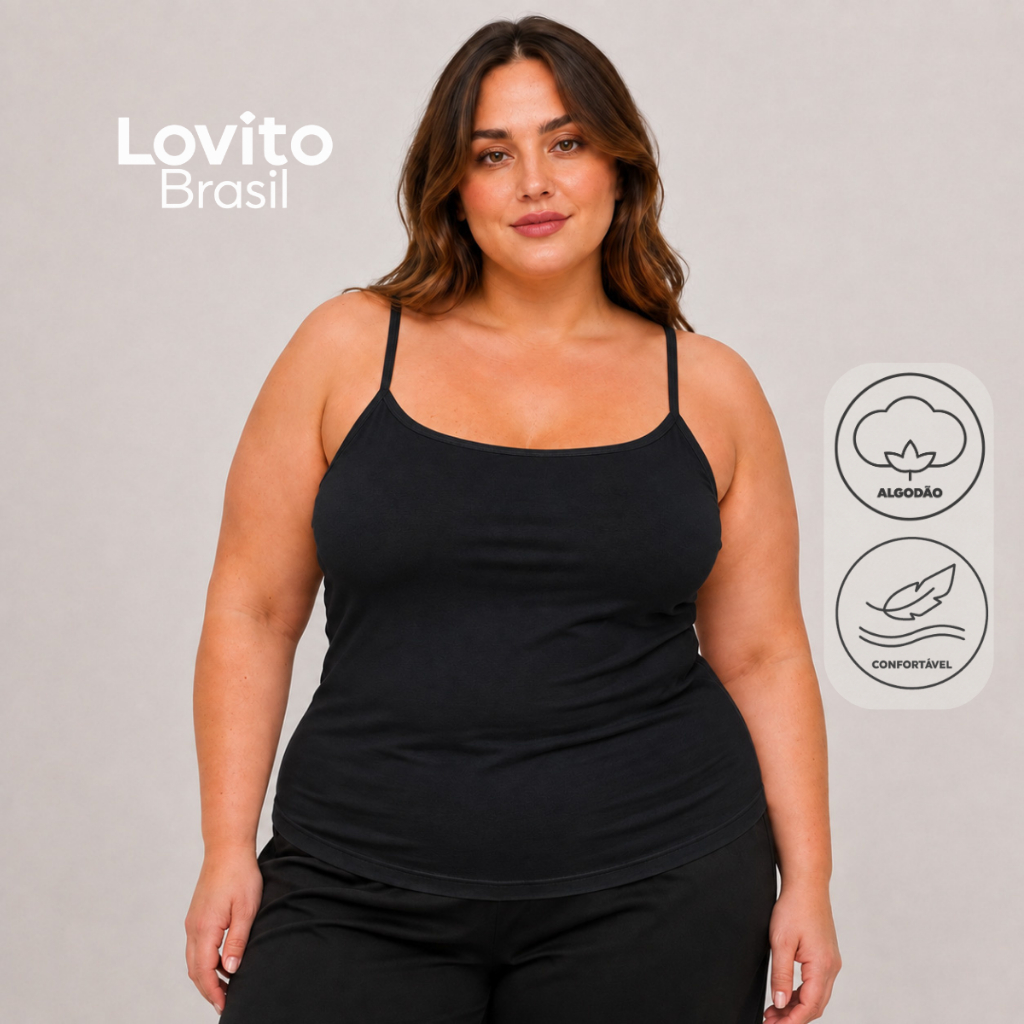 Lovito Kit 2 Regatas de Alça Casual Feminina Plus Size de Algodão TKB20812111 · foto 2