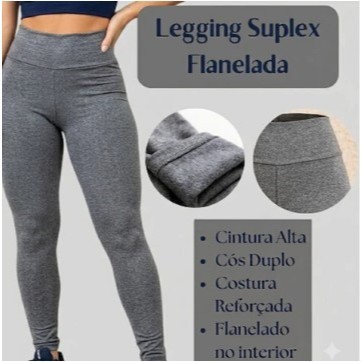 Calça Legging Flanelada Peluciada Térmica Inverno Feminina Suplex Forrada Para Frio Reforçada