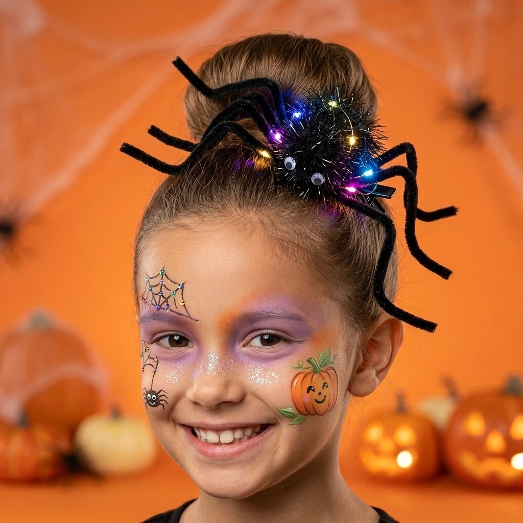 Presilha Aranha com LED 3 Funções Halloween Cabelo Maluco Infantil e Adulto