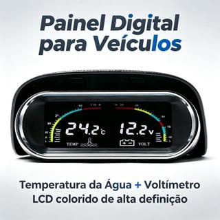 Medidor Digital Automotivo de Temperatura da Água e Voltagem 12V com Sensor de 10mm
