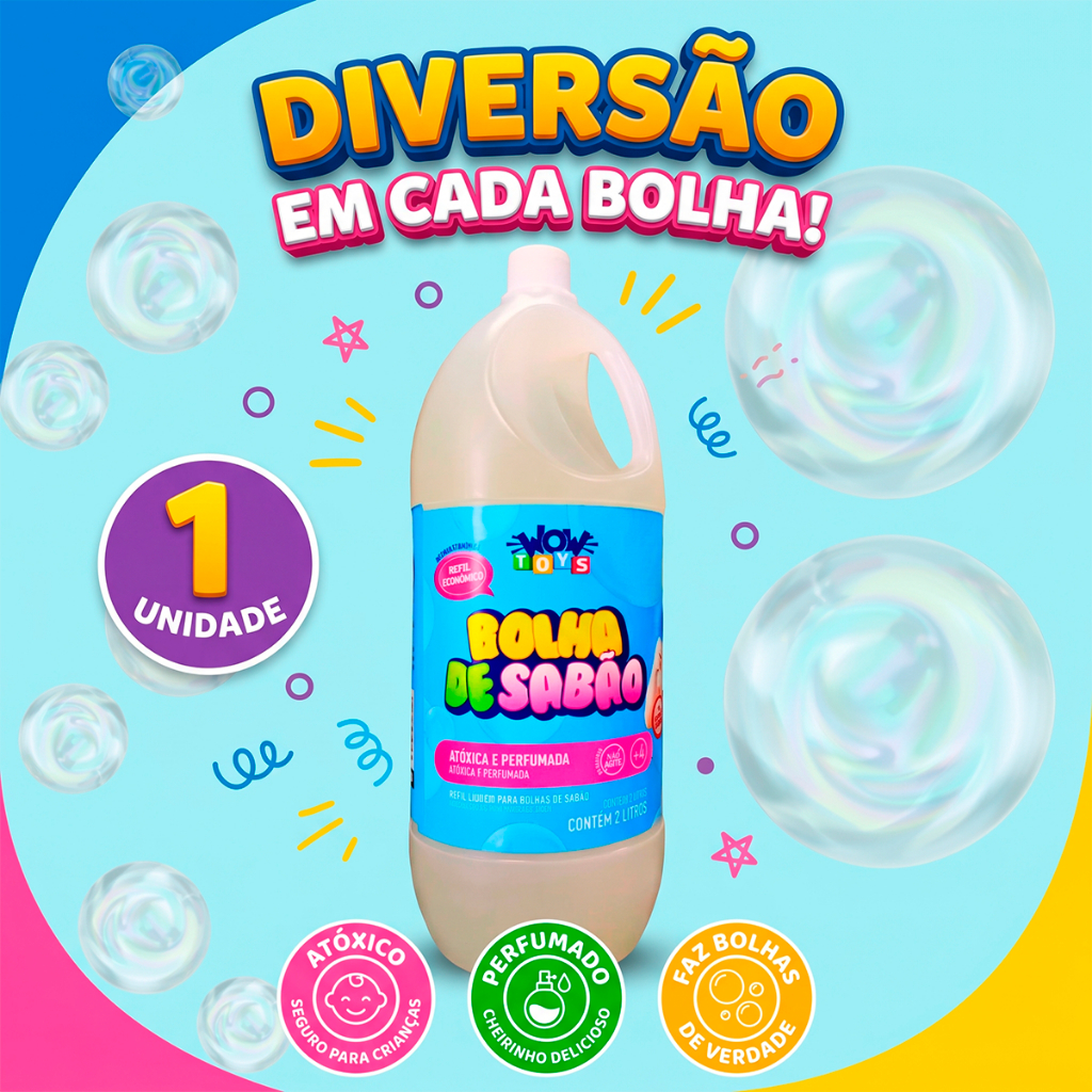 Refil Líquido 2 litros Bolha De Sabão Bubble para brinquedo bolinha bolinha de sabão