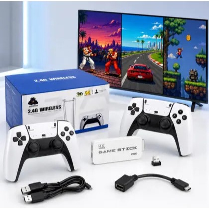 Game Stick M15 Pro 4K Mais de 30.000 Jogos 2 Controles sem fio