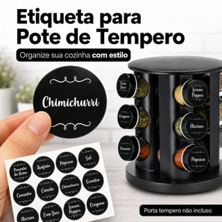 36 Etiquetas para Potes de Condimentos Temperos Mantimentos 3,8x3,8cm