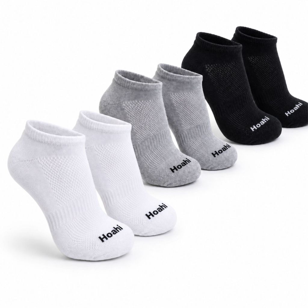Kit 3 Meias Femininas Masculino Hoahi Cano Curto e Sapatilha Invisivel Algodão