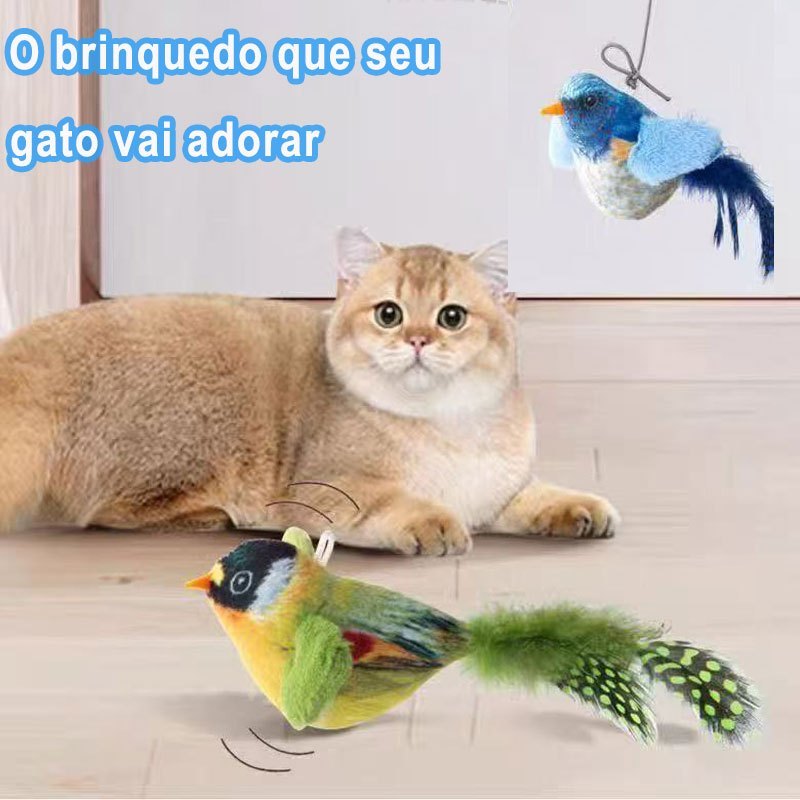 Novos Brinquedo Interativo Para Gatos Com Som De Pássaro – Boneca Animal Vocalização Realista
