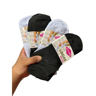 Kit 3/30 Pares de Meias Soquete Unissex Cano curto - Masculina - Feminina Cores Preto e branco Respiráveis e Macias