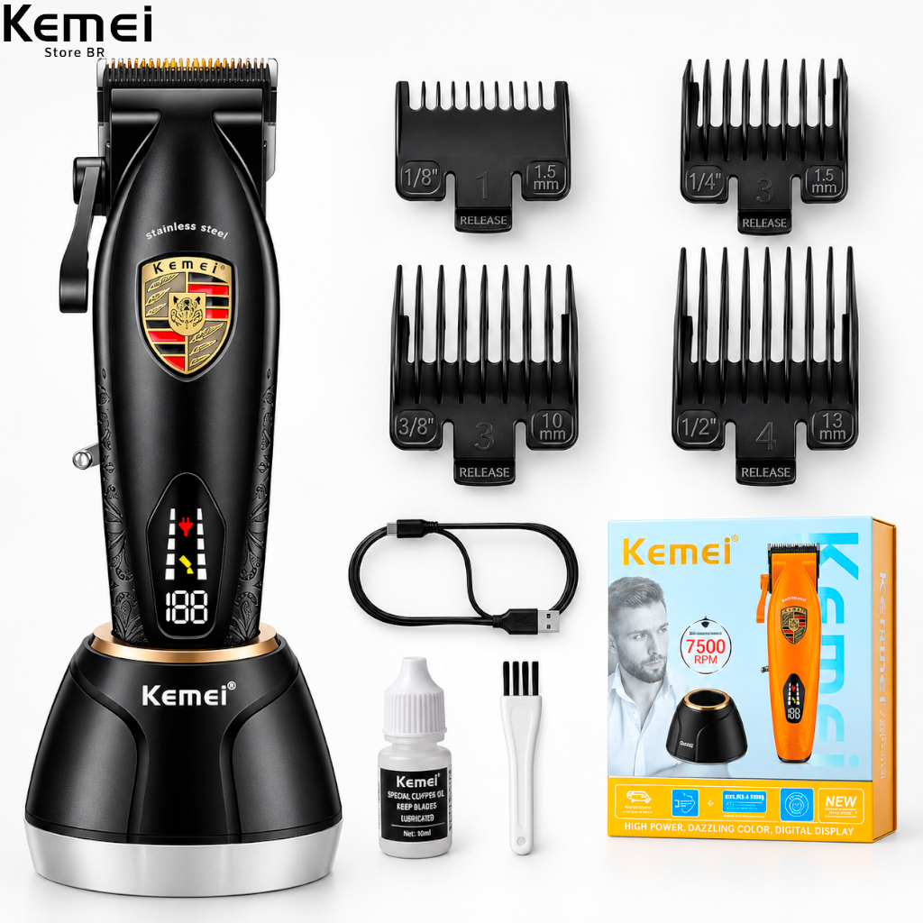 Kemei -2230 Aparador De Cabelo Com Base Recarregável USB Barbeador 10w 7500 RPM Profissional Sem Fio