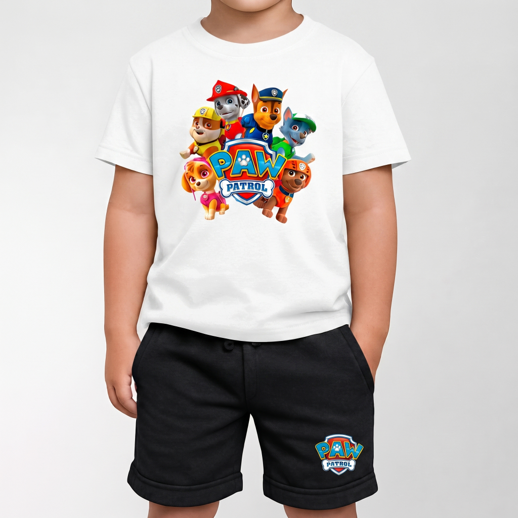 Conjunto Infantil Menino Patrulha Canina Camiseta e Short Personagens Roupa Infantil Masculina