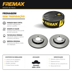 Par Disco Freio Ventilado SAVEIRO 2009 a 2016 Aro 14 Fremax