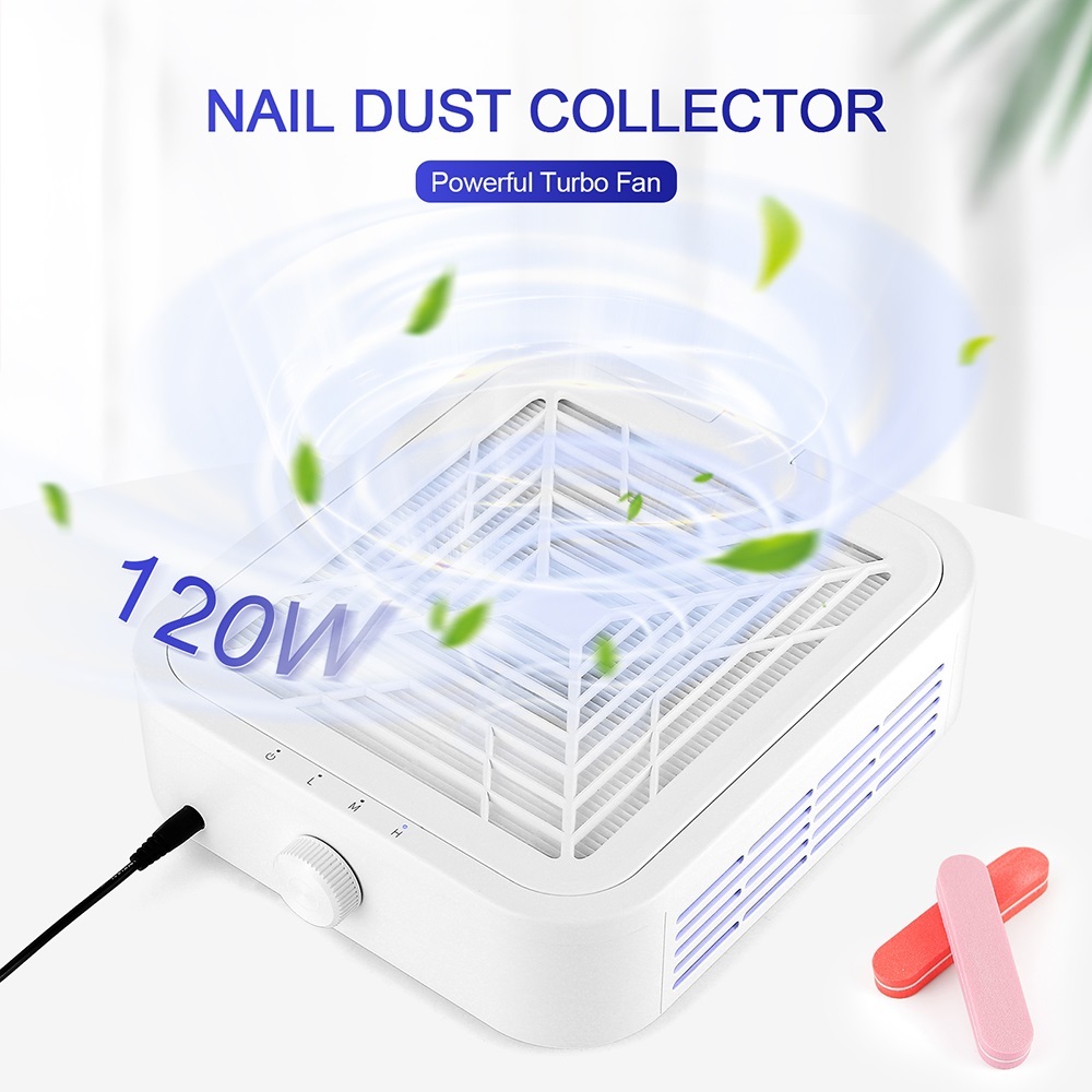 Foreverlily Coletor de pó para unhas de 120 W com baixo ruído e ventilador de vácuo turboalimentado de 12.000 RPM.