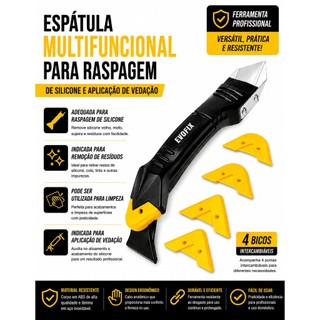 Espátula Rejunte Removedor De Silicone 3 em 1 Raspador Calafetagem Com 5 Tipos De Raios de acabamento Para Piso Massa